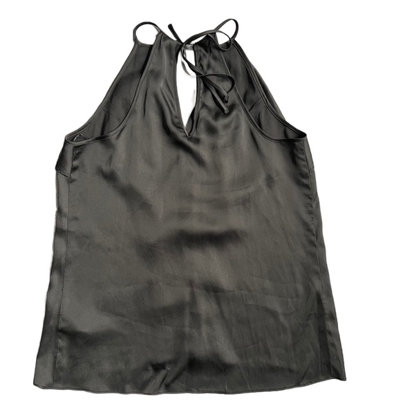 GUESS BLACK SILK TANK TOP FLOWY BLOUSE WITH V NECK AND HALTER TOP SIZE XS - Picture 2 of 6